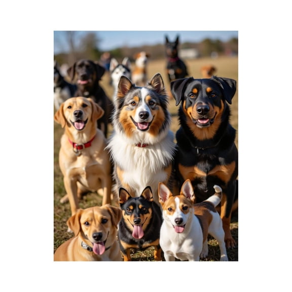 Paint By Numbers Kit for Adults Beginner - DIY Group Of Happy Dogs Outdoors Canvas Painting Kits for Adults, Frameless Paint By Number for Adults for Home Wall Decor 16x20 Inch