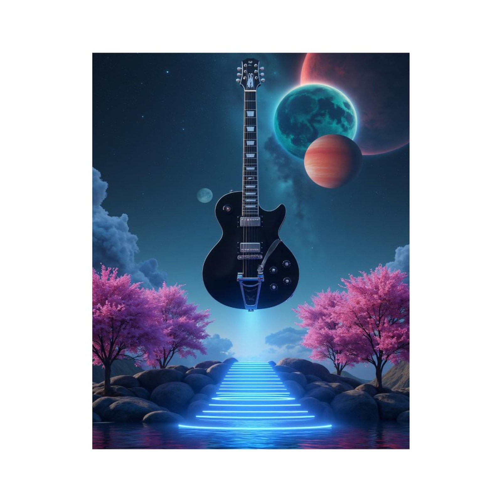 Paint By Numbers Kit for Adults Beginner - DIY Guitar Cosmos Dreamscape Pathway Canvas Painting Kits for Adults, Frameless Paint By Number for Adults for Home Wall Decor 16x20 Inch
