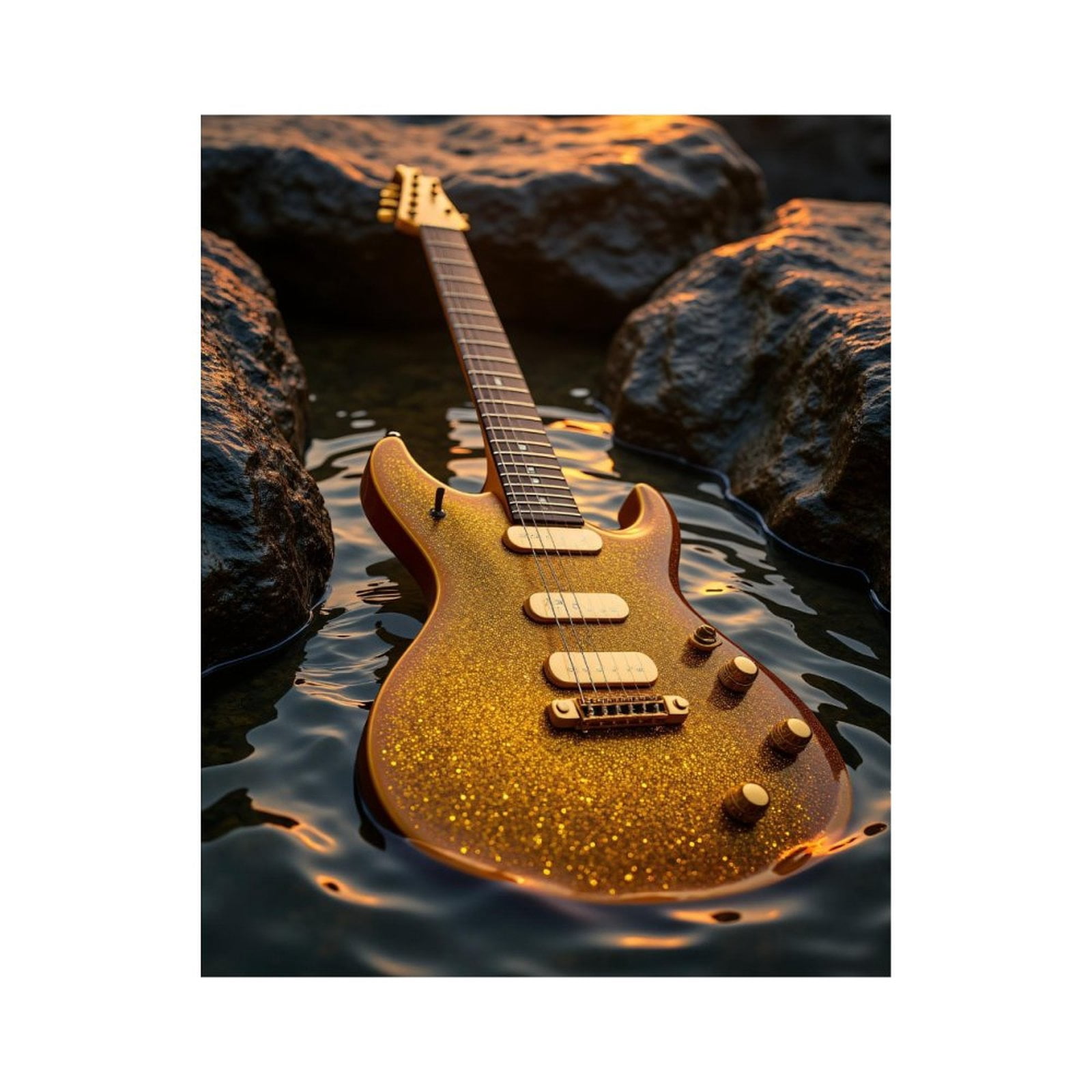 Paint By Numbers Kit for Adults Beginner - DIY Guitar Sparkling Water Rocks Canvas Painting Kits for Adults, Frameless Paint By Number for Adults for Home Wall Decor 16x20 Inch