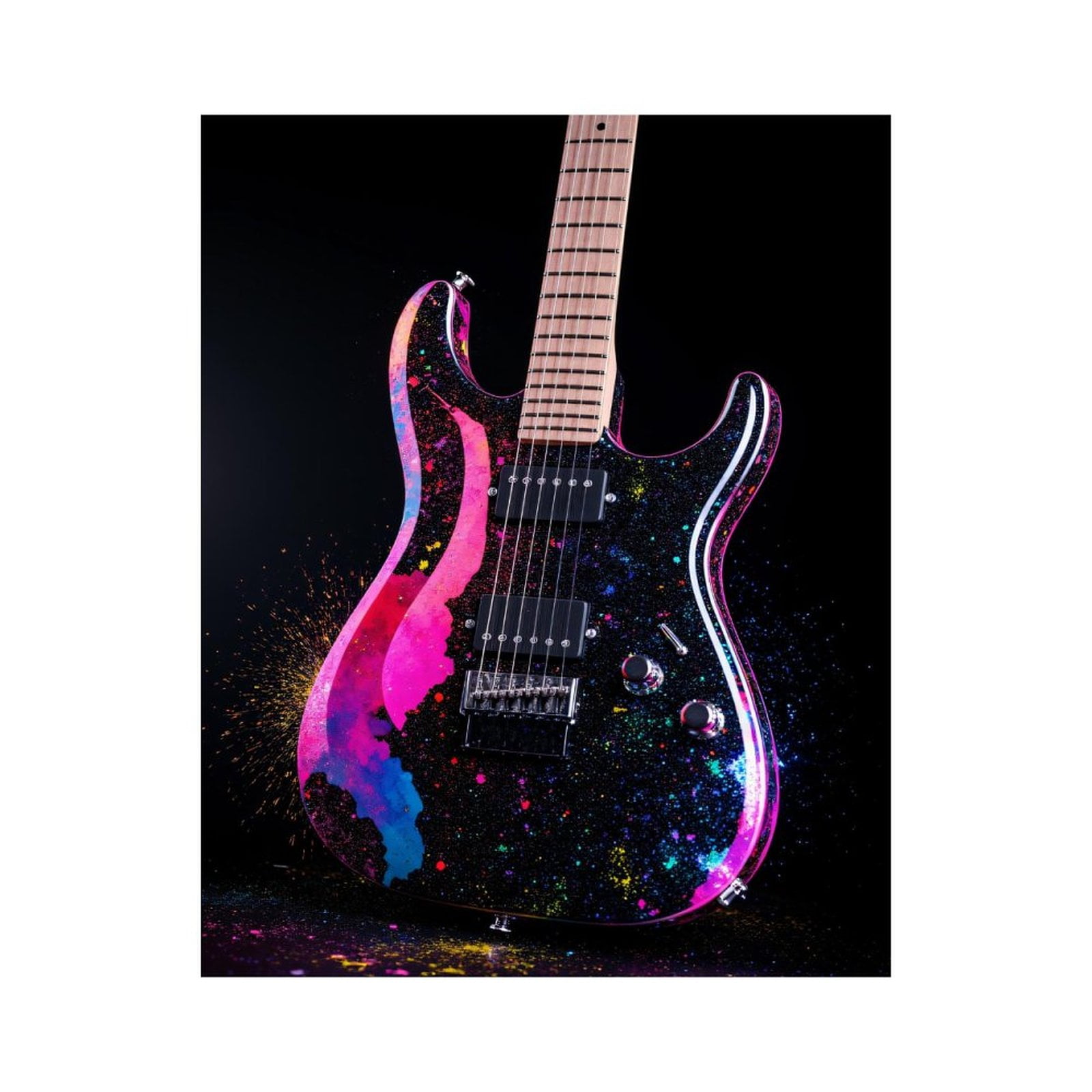Paint By Numbers Kit for Adults Beginner - DIY Guitar Splash Colors Canvas Painting Kits for Adults, Frameless Paint By Number for Adults for Home Wall Decor 16x20 Inch