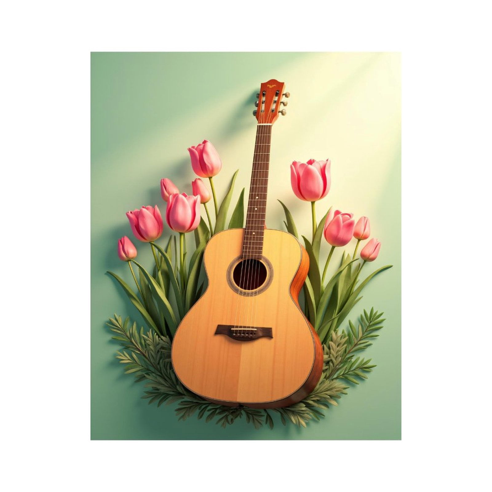 Paint By Numbers Kit for Adults Beginner - DIY Guitar Tulips Art Floral Canvas Painting Kits for Adults, Frameless Paint By Number for Adults for Home Wall Decor 16x20 Inch
