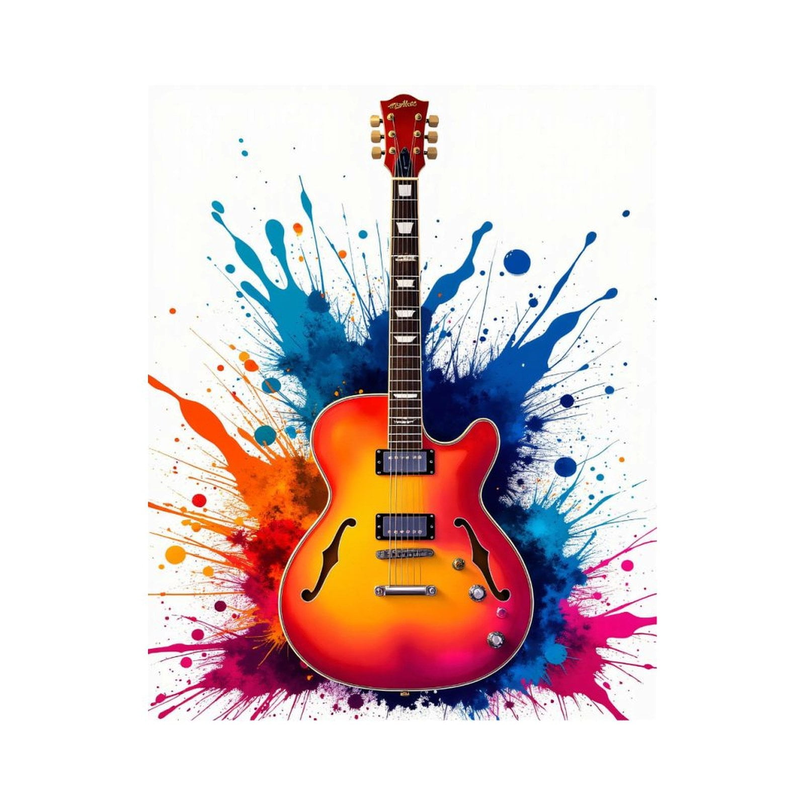 Paint By Numbers Kit for Adults Beginner - DIY Guitar Vibrant Color Splash Canvas Painting Kits for Adults, Frameless Paint By Number for Adults for Home Wall Decor 16x20 Inch