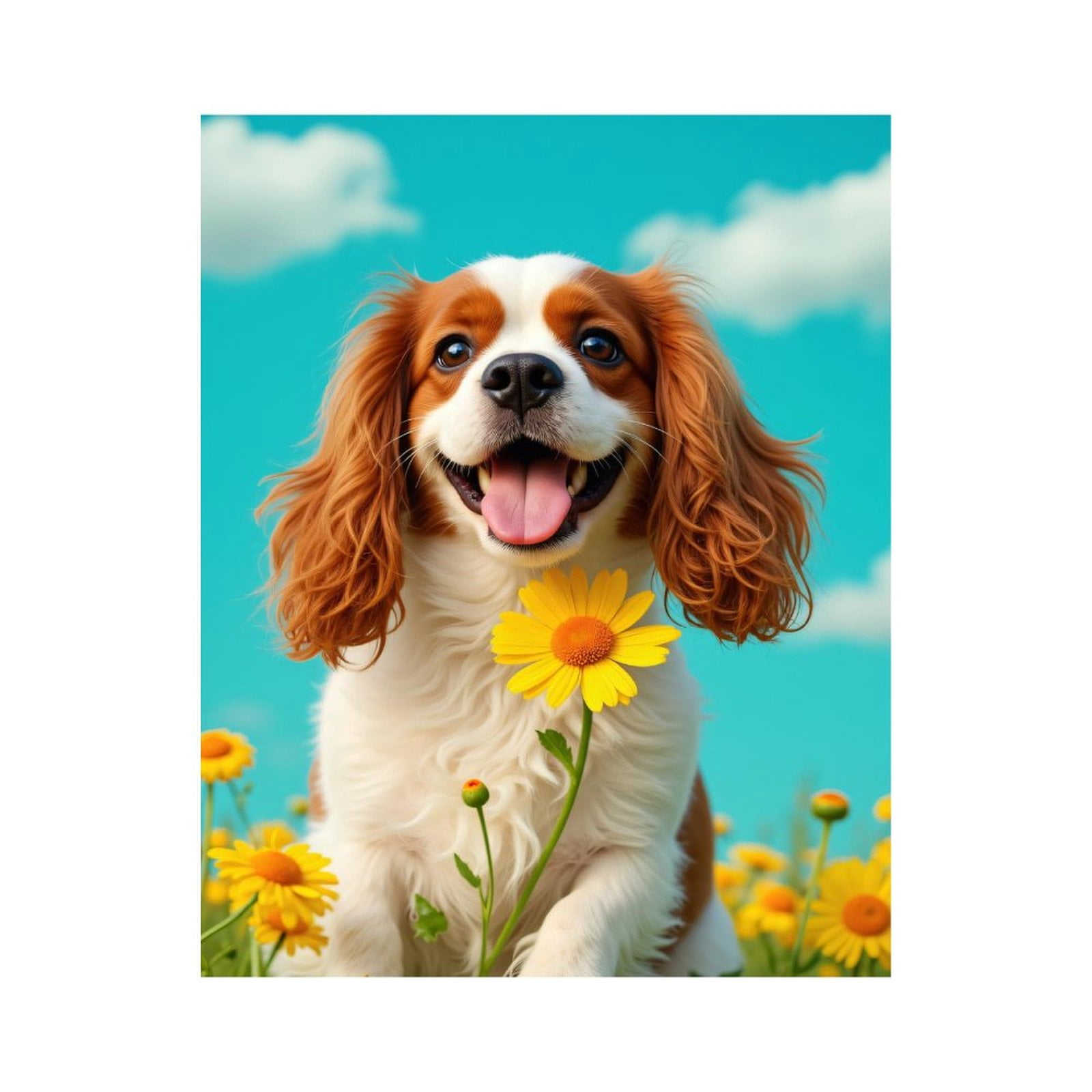 Paint By Numbers Kit for Adults Beginner - DIY Happy Dog In Blooming Field Canvas Painting Kits for Adults, Frameless Paint By Number for Adults for Home Wall Decor 16x20 Inch