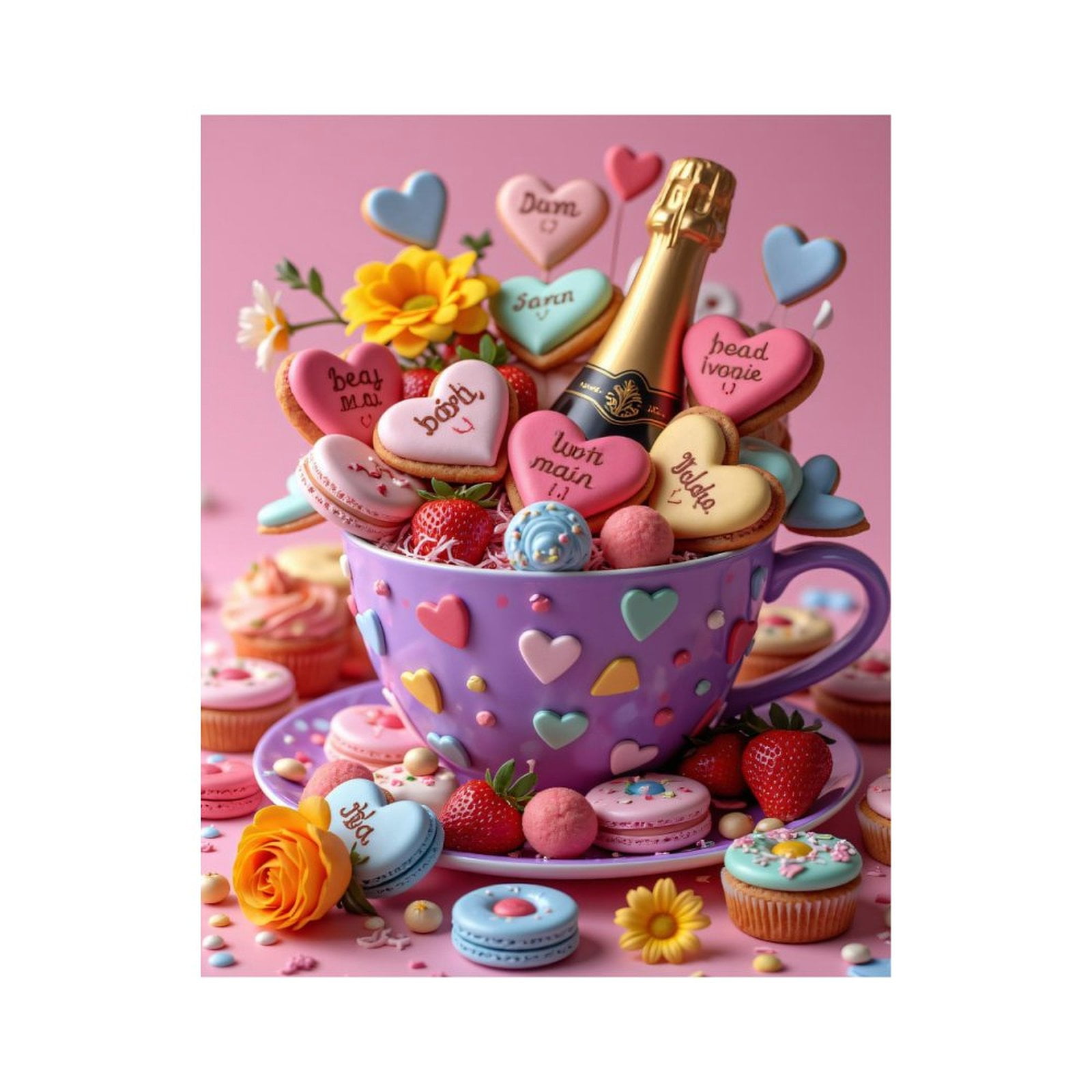 Paint By Numbers Kit for Adults Beginner - DIY Heart Cupcake Celebration Roses Canvas Painting Kits for Adults, Frameless Paint By Number for Adults for Home Wall Decor 16x20 Inch