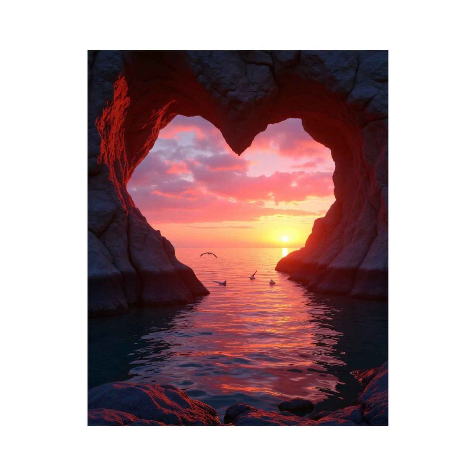 Paint By Numbers Kit for Adults Beginner - DIY Heart-Shaped Rock Sunset Serenity Canvas Painting Kits for Adults, Frameless Paint By Number for Adults for Home Wall Decor 16x20 Inch