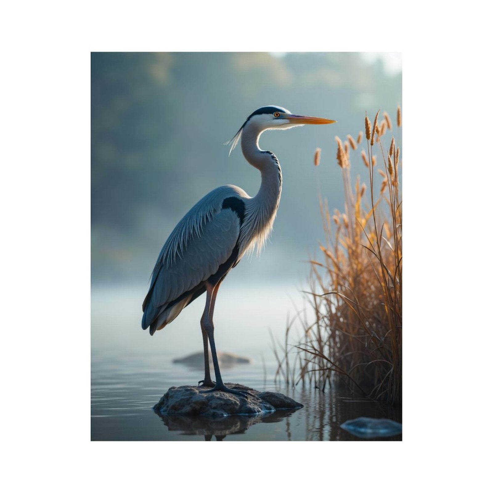 Paint By Numbers Kit for Adults Beginner - DIY Heron Tranquil Pond Morning Canvas Painting Kits for Adults, Frameless Paint By Number for Adults for Home Wall Decor 16x20 Inch