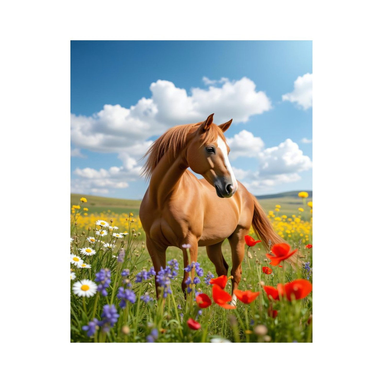 Paint By Numbers Kit for Adults Beginner - DIY Horse In Colorful Flower Field Canvas Painting Kits for Adults, Frameless Paint By Number for Adults for Home Wall Decor 16x20 Inch