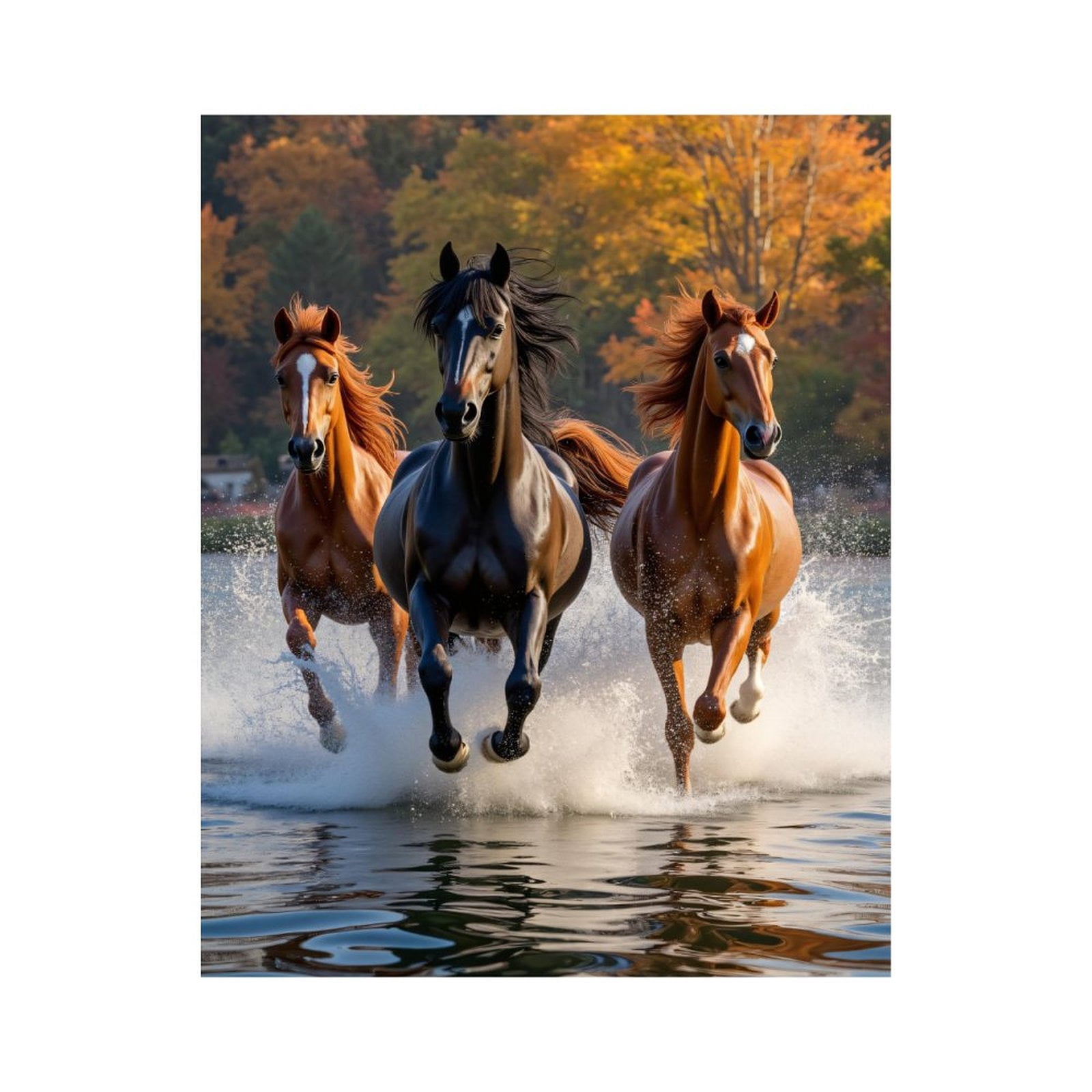 Paint By Numbers Kit for Adults Beginner - DIY Horses Galloping Water Autumn Scene Canvas Painting Kits for Adults, Frameless Paint By Number for Adults for Home Wall Decor 16x20 Inch
