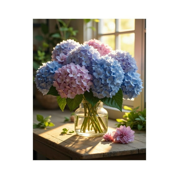 Paint By Numbers Kit for Adults Beginner - DIY Hydrangea Bouquet Sunlit Table Canvas Painting Kits for Adults, Frameless Paint By Number for Adults for Home Wall Decor 16x20 Inch