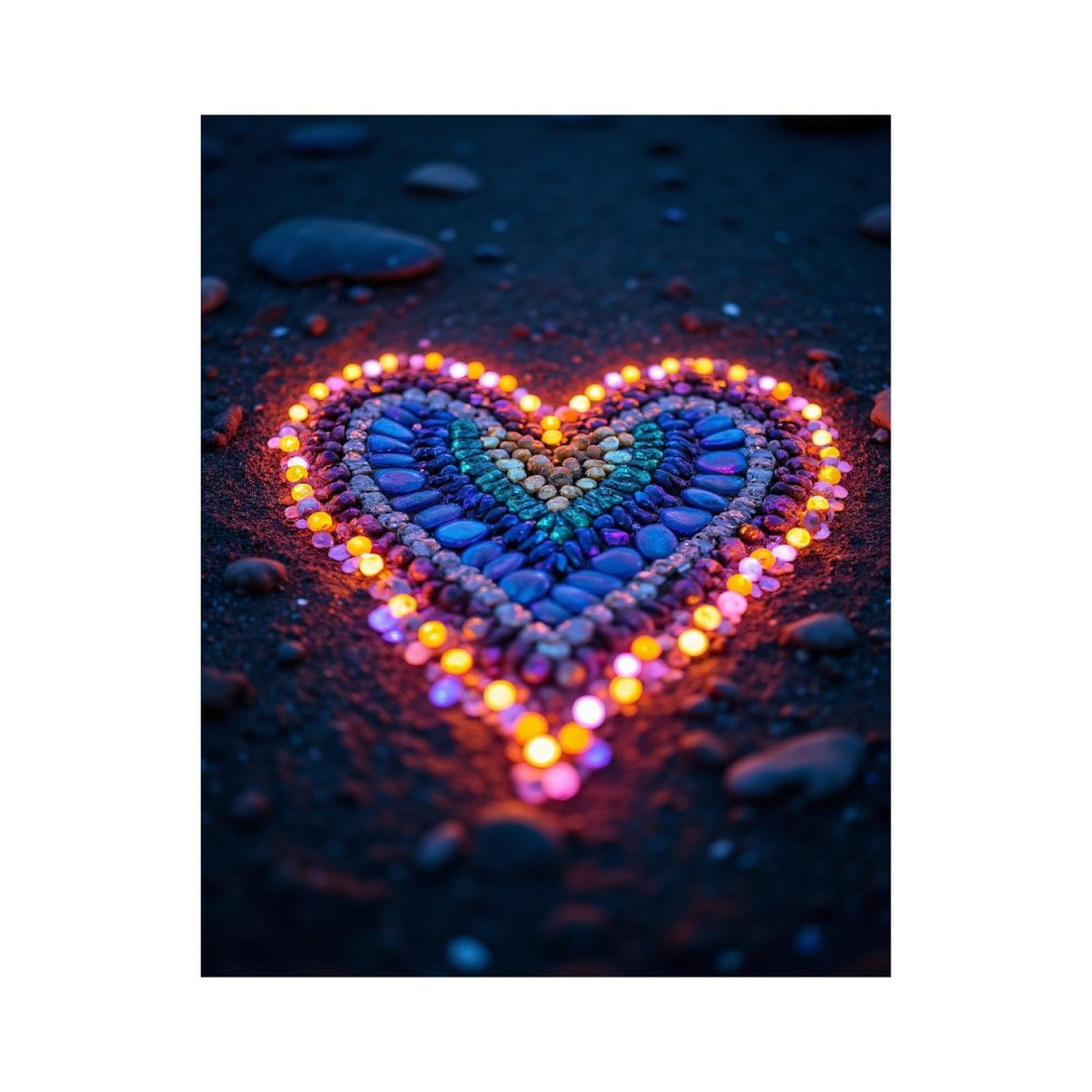 Paint By Numbers Kit for Adults Beginner - DIY Illuminated Heart Pebbles Art Canvas Painting Kits for Adults, Frameless Paint By Number for Adults for Home Wall Decor 16x20 Inch