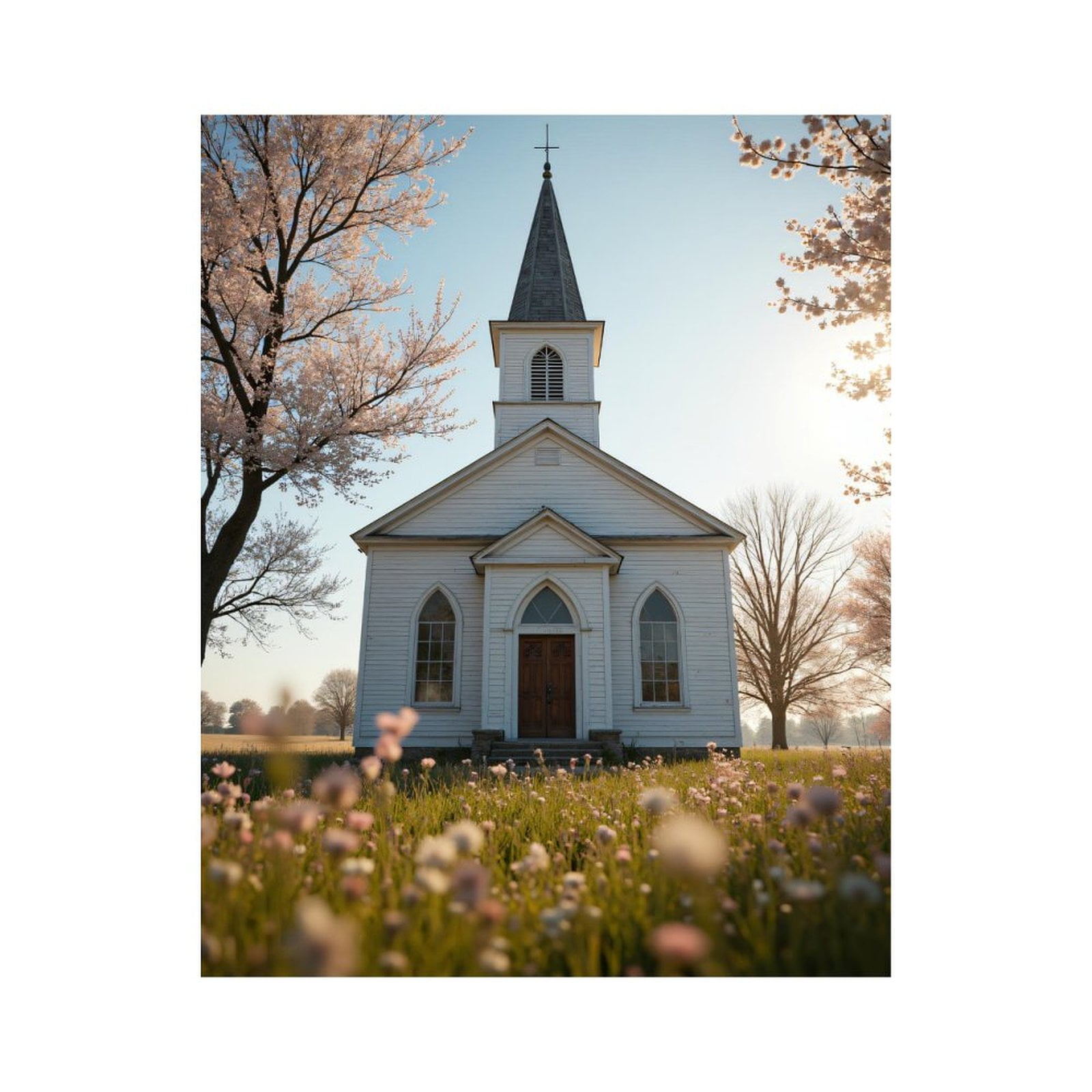 Paint By Numbers Kit for Adults Beginner - DIY Ivory Chapel Spring Blossom Canvas Painting Kits for Adults, Frameless Paint By Number for Adults for Home Wall Decor 16x20 Inch