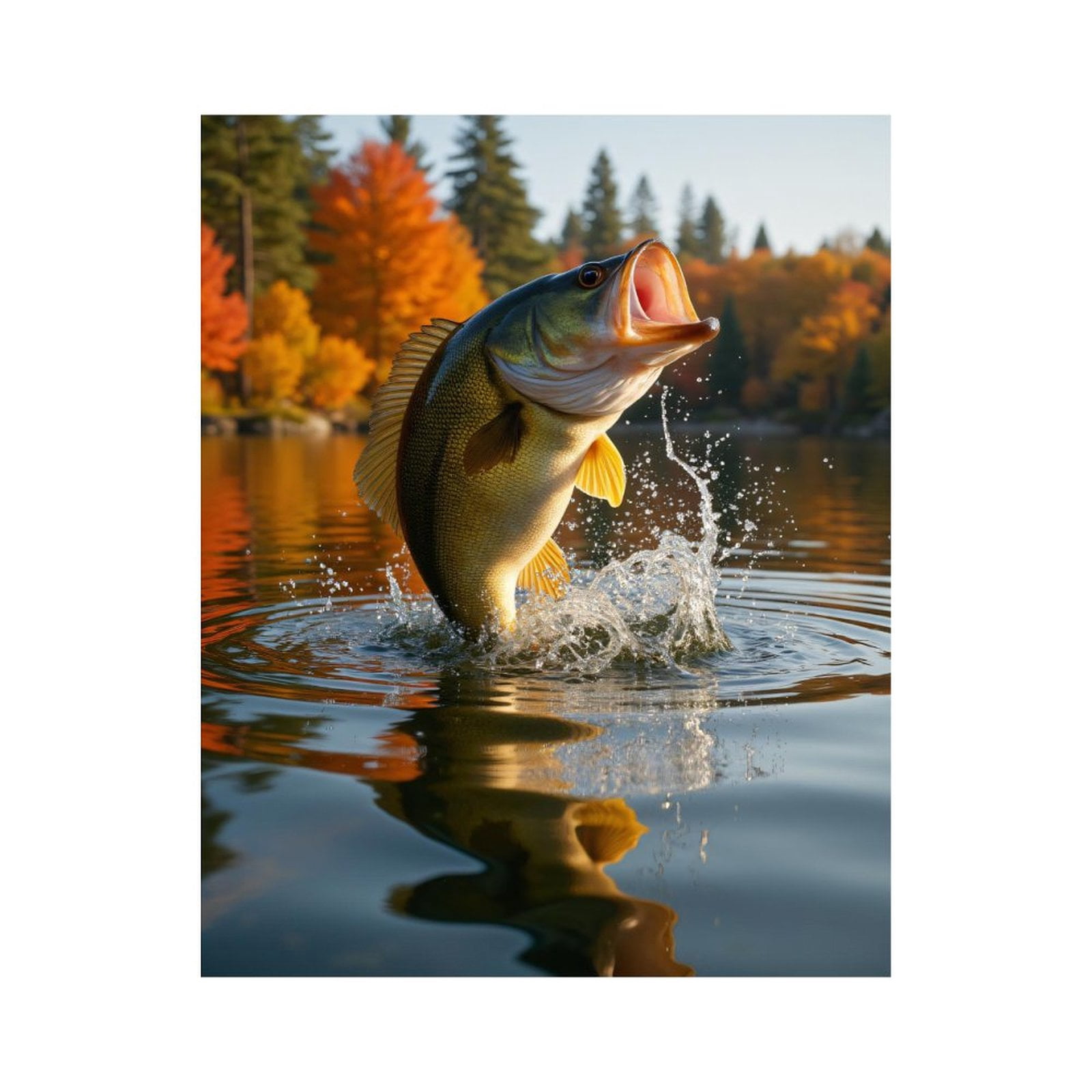 Paint By Numbers Kit for Adults Beginner - DIY Jumping Fish Autumn Lake Scene Canvas Painting Kits for Adults, Frameless Paint By Number for Adults for Home Wall Decor 16x20 Inch