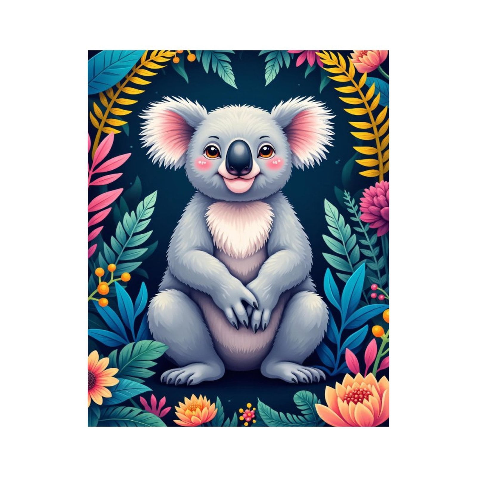 Paint By Numbers Kit for Adults Beginner - DIY Koala Jungle Floral Whimsical Art Canvas Painting Kits for Adults, Frameless Paint By Number for Adults for Home Wall Decor 16x20 Inch