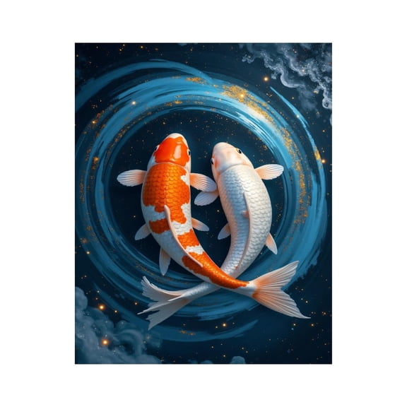 Paint By Numbers Kit for Adults Beginner - DIY Koi Fish Universe Swirl Art Canvas Painting Kits for Adults, Frameless Paint By Number for Adults for Home Wall Decor 16x20 Inch