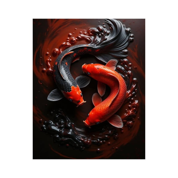 Paint By Numbers Kit for Adults Beginner - DIY Koi Fish Yin Yang Art Motion Canvas Painting Kits for Adults, Frameless Paint By Number for Adults for Home Wall Decor 16x20 Inch