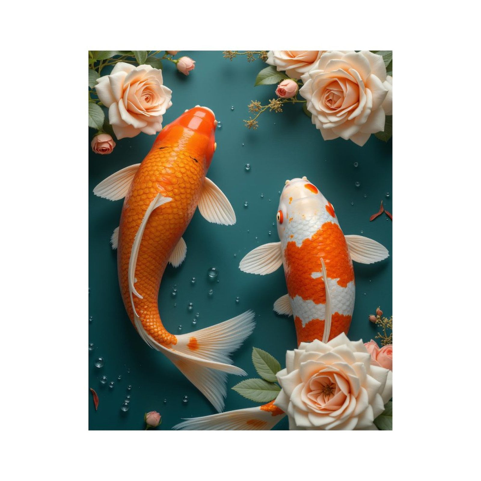 Paint By Numbers Kit for Adults Beginner - DIY Koi Roses Water Droplets Art Design Canvas Painting Kits for Adults, Frameless Paint By Number for Adults for Home Wall Decor 16x20 Inch