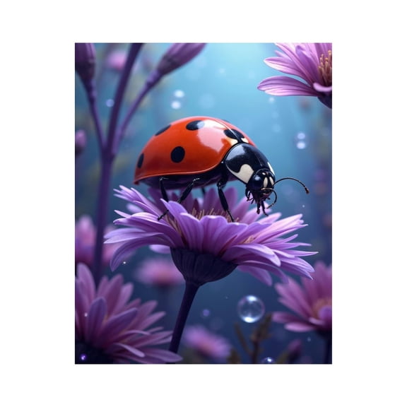 Paint By Numbers Kit for Adults Beginner - DIY Ladybug On Purple Bloom Canvas Painting Kits for Adults, Frameless Paint By Number for Adults for Home Wall Decor 16x20 Inch