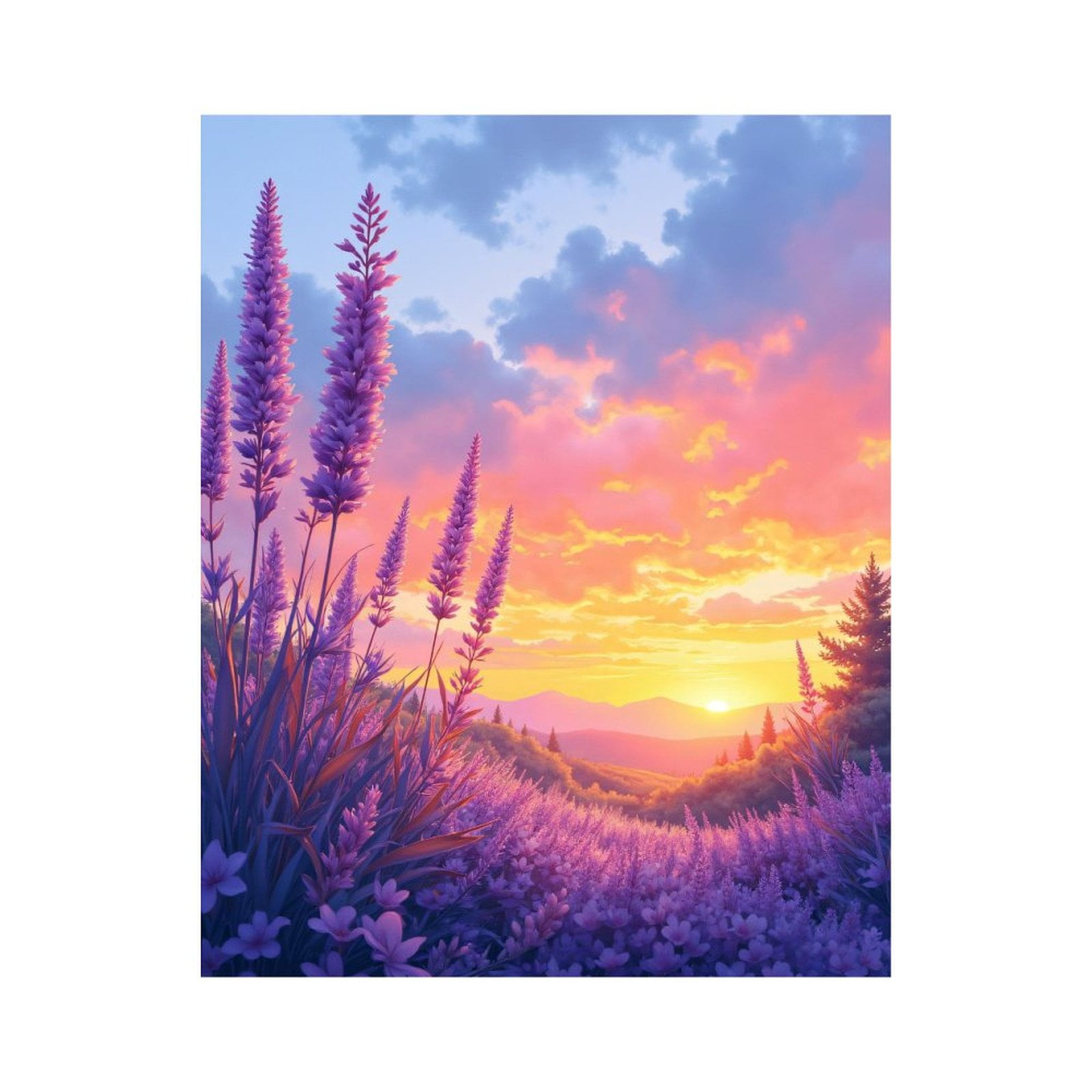 Paint By Numbers Kit for Adults Beginner - DIY Lavender Sunset Mountain View Canvas Painting Kits for Adults, Frameless Paint By Number for Adults for Home Wall Decor 16x20 Inch
