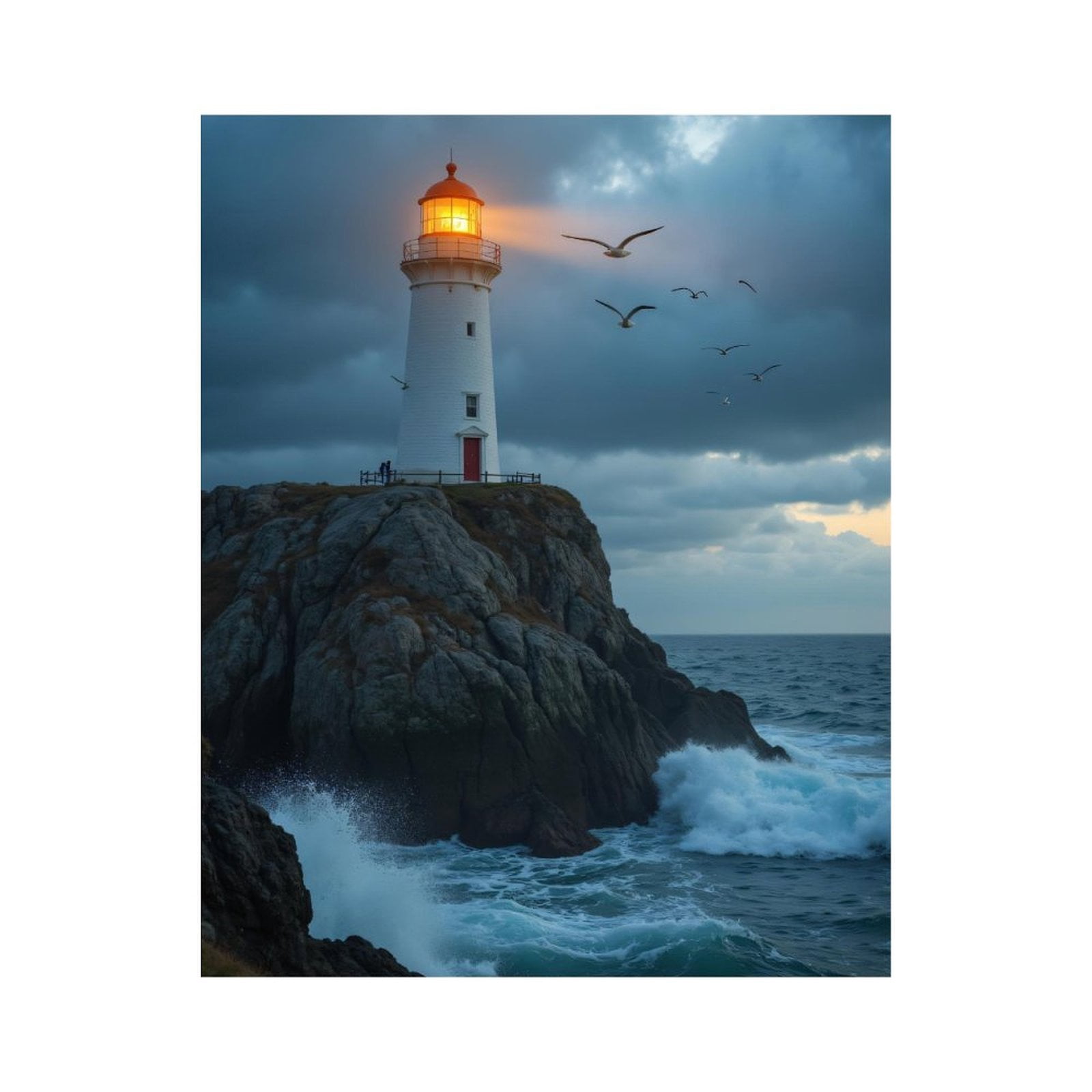 Paint By Numbers Kit for Adults Beginner - DIY Lighthouse At Dusk Ocean Waves Birds Canvas Painting Kits for Adults, Frameless Paint By Number for Adults for Home Wall Decor 16x20 Inch