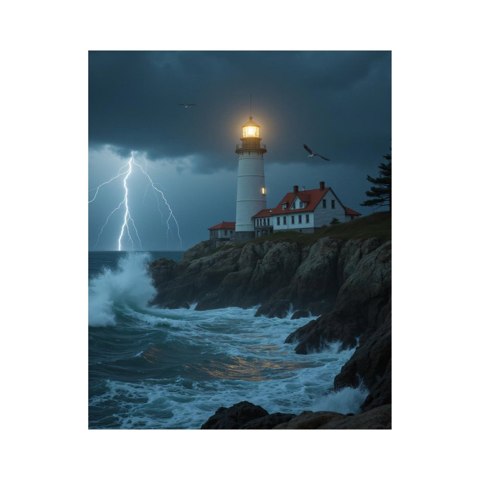 Paint By Numbers Kit for Adults Beginner - DIY Lighthouse Storm Waves Lightning Sea Canvas Painting Kits for Adults, Frameless Paint By Number for Adults for Home Wall Decor 16x20 Inch