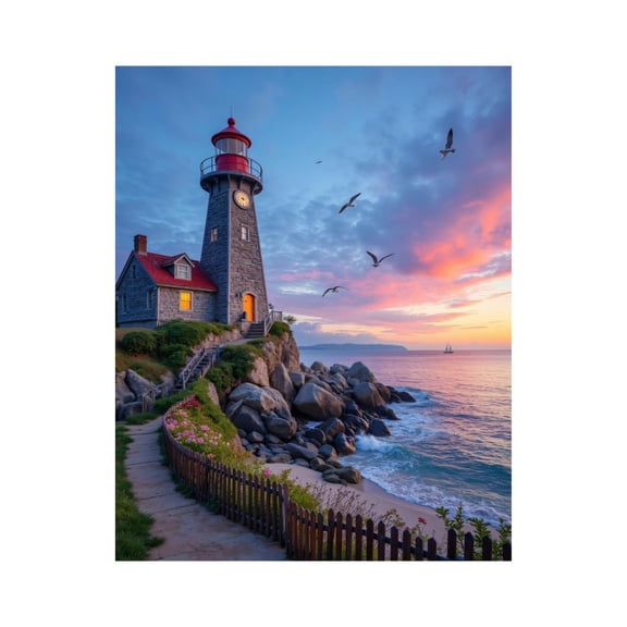 Paint By Numbers Kit for Adults Beginner - DIY Lighthouse Sunset Coastal Scene Canvas Painting Kits for Adults, Frameless Paint By Number for Adults for Home Wall Decor 16x20 Inch