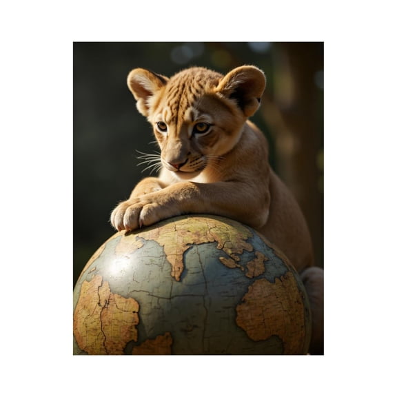Paint By Numbers Kit for Adults Beginner - DIY Lion Cub Resting On Globe Canvas Painting Kits for Adults, Frameless Paint By Number for Adults for Home Wall Decor 16x20 Inch