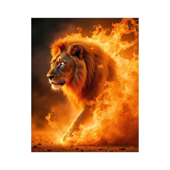 Paint By Numbers Kit for Adults Beginner - DIY Lion Fire Majesty Blaze Power Canvas Painting Kits for Adults, Frameless Paint By Number for Adults for Home Wall Decor 16x20 Inch