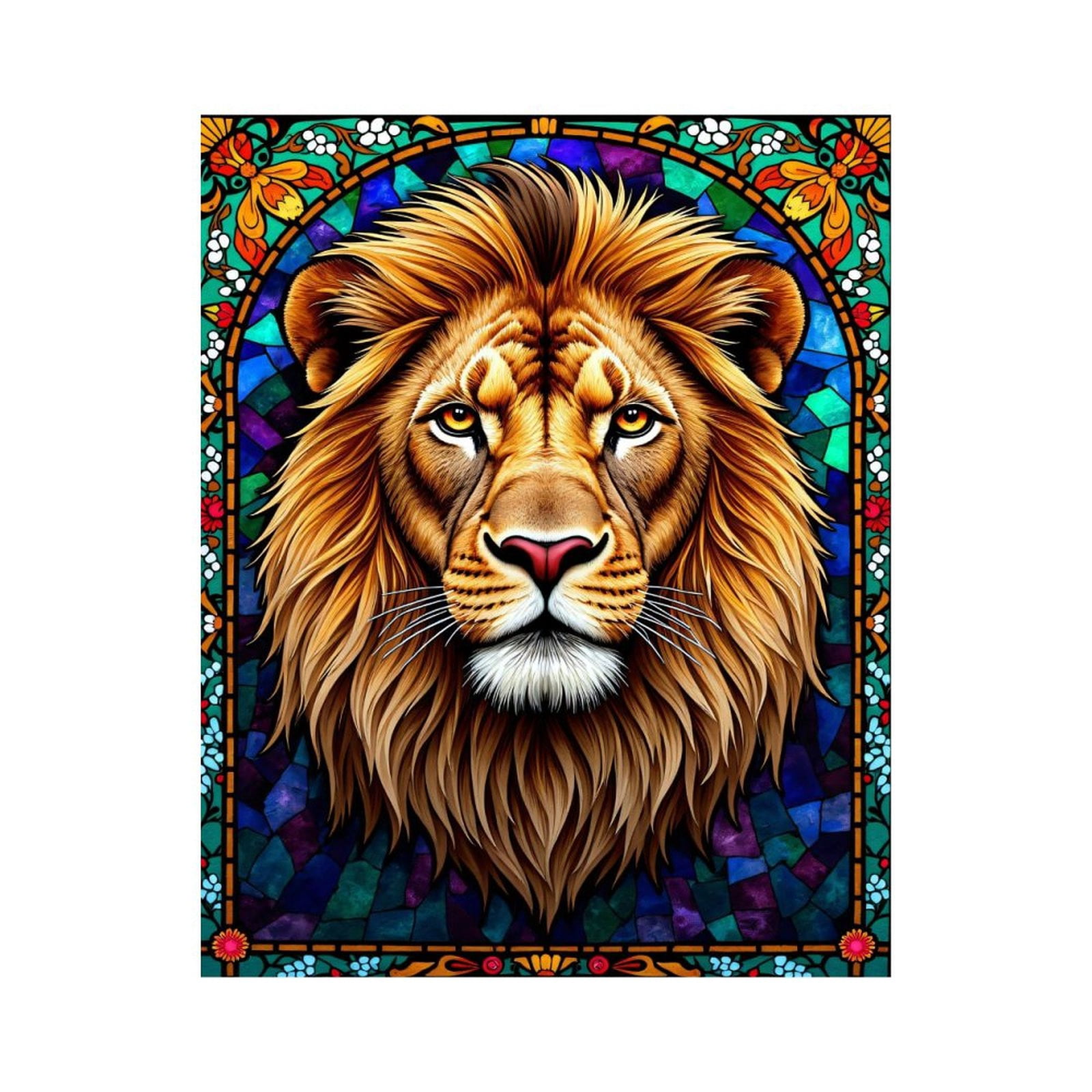 Paint By Numbers Kit for Adults Beginner - DIY Lion Majesty Stained Glass Art Canvas Painting Kits for Adults, Frameless Paint By Number for Adults for Home Wall Decor 16x20 Inch