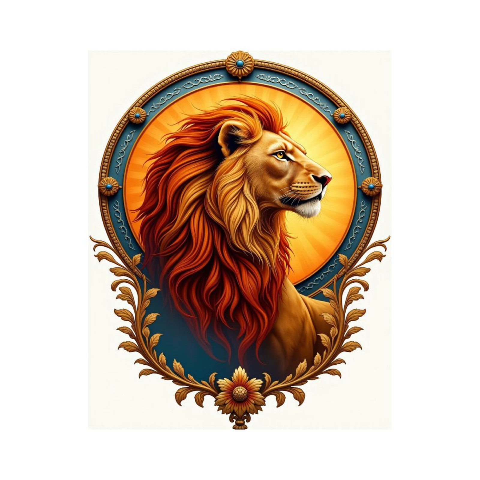 Paint By Numbers Kit for Adults Beginner - DIY Lion Regal Sunburst Frame Art Canvas Painting Kits for Adults, Frameless Paint By Number for Adults for Home Wall Decor 16x20 Inch