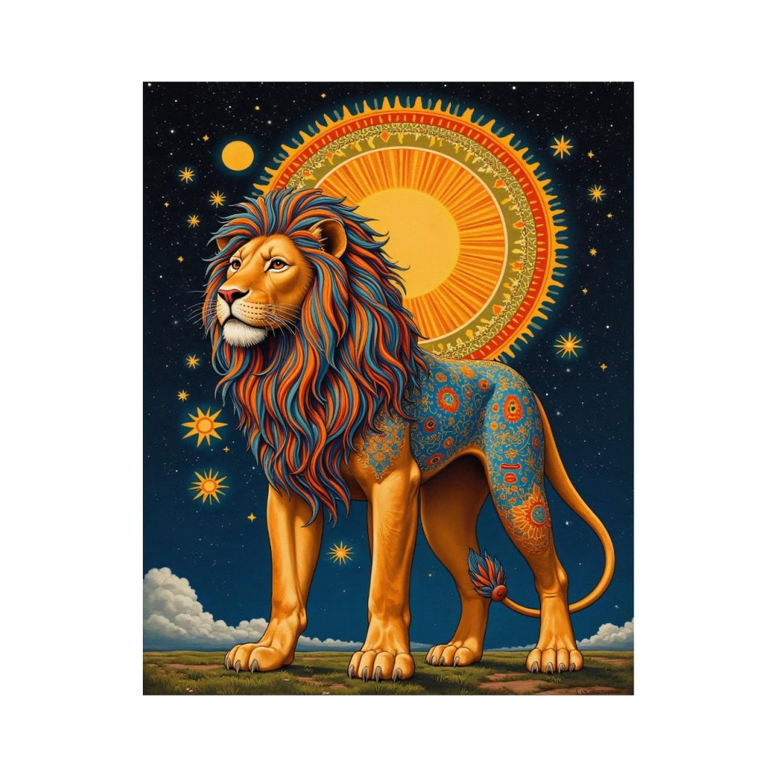 Paint By Numbers Kit for Adults Beginner - DIY Lion Starry Night Regal Art Canvas Painting Kits for Adults, Frameless Paint By Number for Adults for Home Wall Decor 16x20 Inch