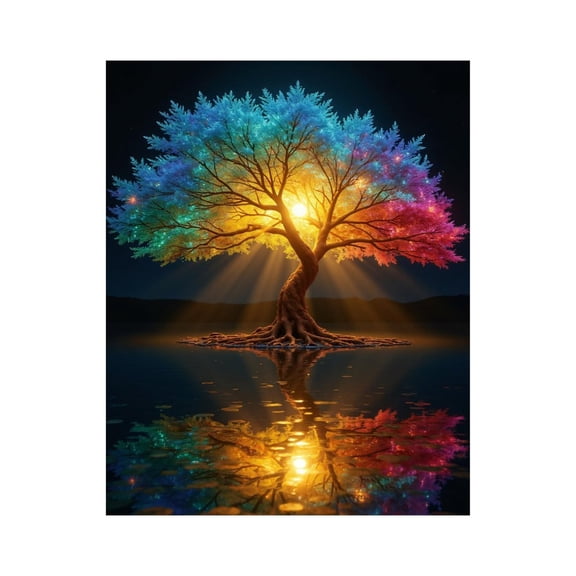 Paint By Numbers Kit for Adults Beginner - DIY Magical Rainbow Tree Reflected Water Canvas Painting Kits for Adults, Frameless Paint By Number for Adults for Home Wall Decor 16x20 Inch