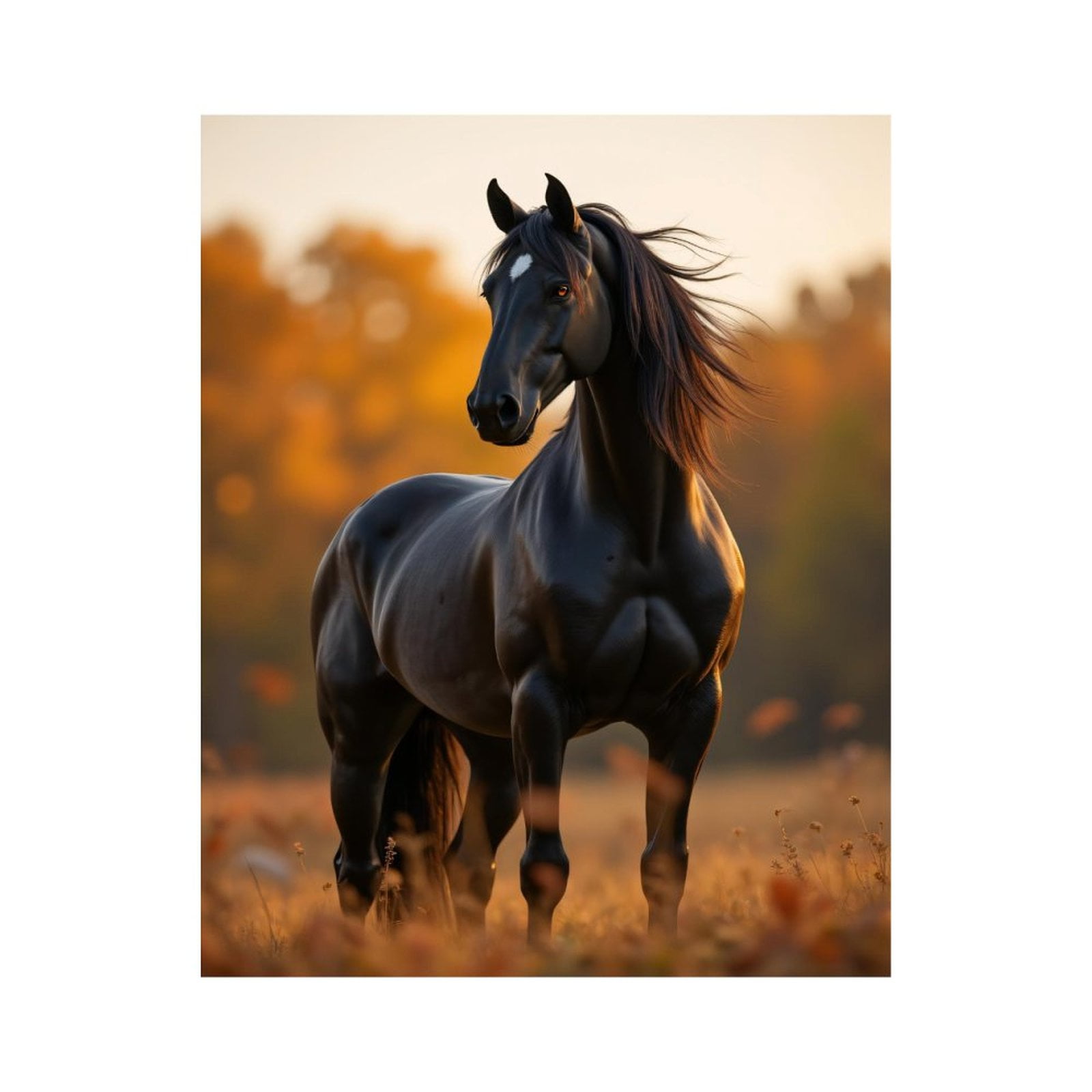 Paint By Numbers Kit for Adults Beginner - DIY Majestic Black Horse Autumn Field Canvas Painting Kits for Adults, Frameless Paint By Number for Adults for Home Wall Decor 16x20 Inch