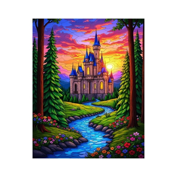 Paint By Numbers Kit for Adults Beginner - DIY Majestic Castle Sunset Landscape Canvas Painting Kits for Adults, Frameless Paint By Number for Adults for Home Wall Decor 16x20 Inch