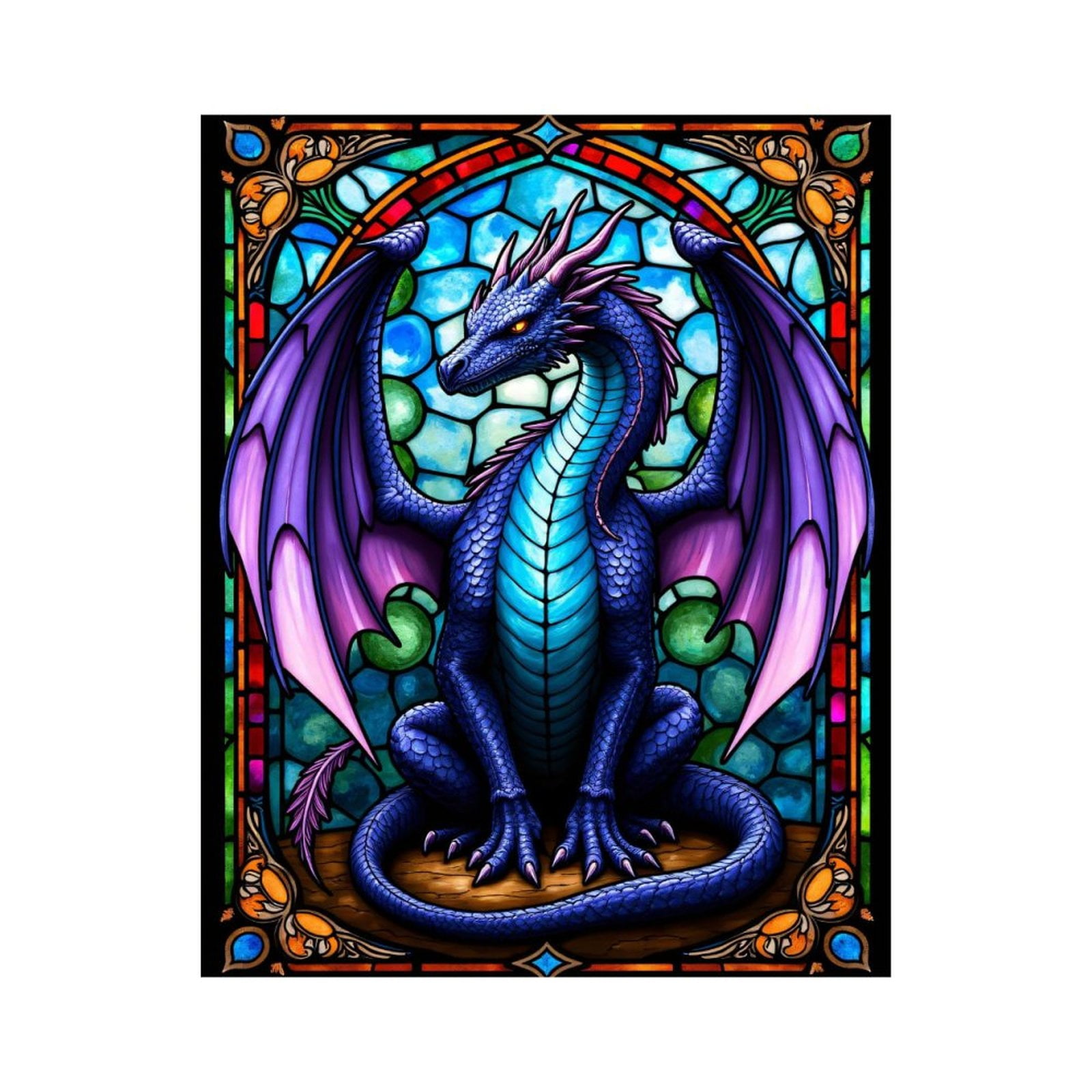 Paint By Numbers Kit for Adults Beginner - DIY Majestic Dragon Stained Glass Art Canvas Painting Kits for Adults, Frameless Paint By Number for Adults for Home Wall Decor 16x20 Inch