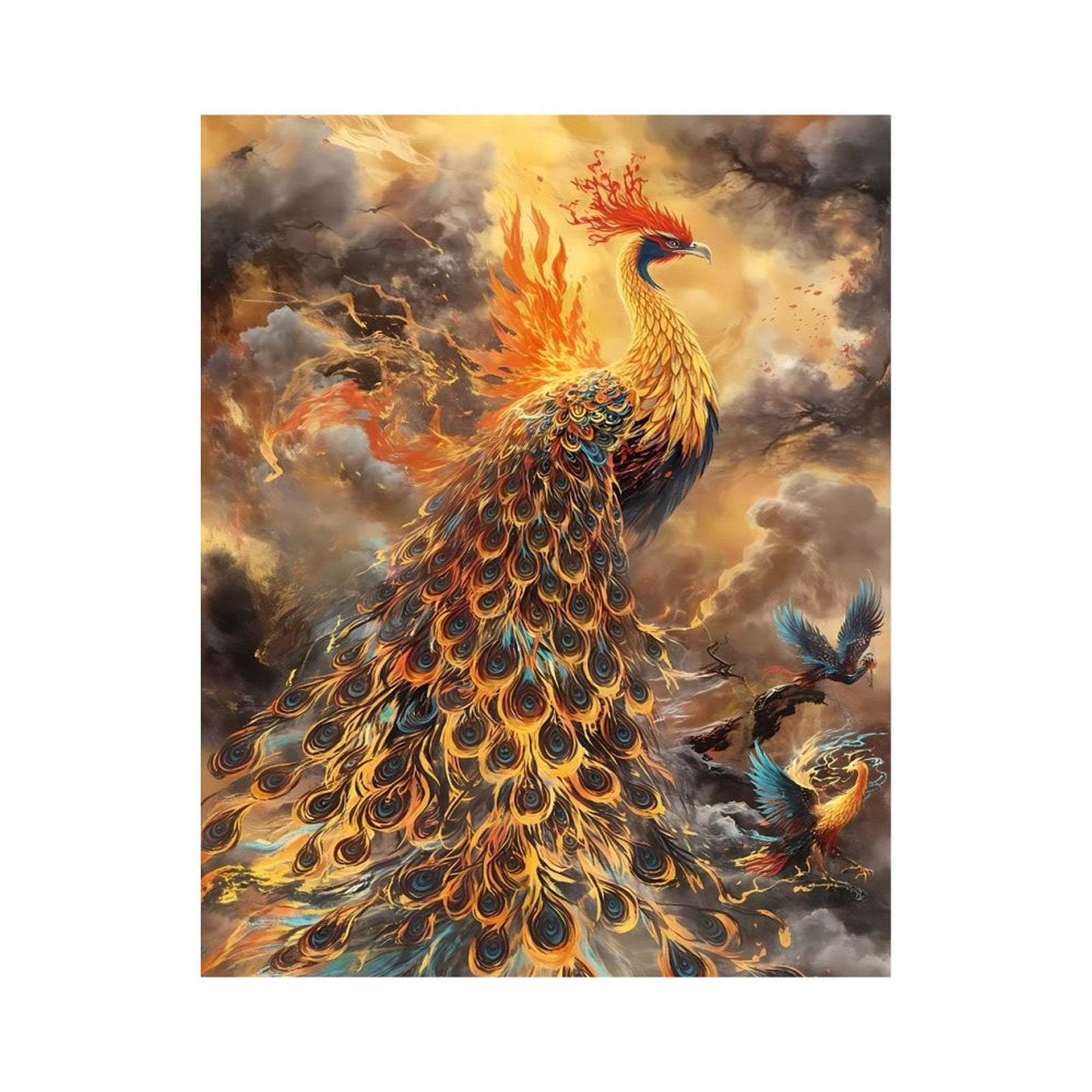 Paint By Numbers Kit for Adults Beginner - DIY Majestic Fiery Phoenix in Clouds Canvas Painting Kits for Adults, Frameless Paint By Number for Adults for Home Wall Decor 16x20 Inch