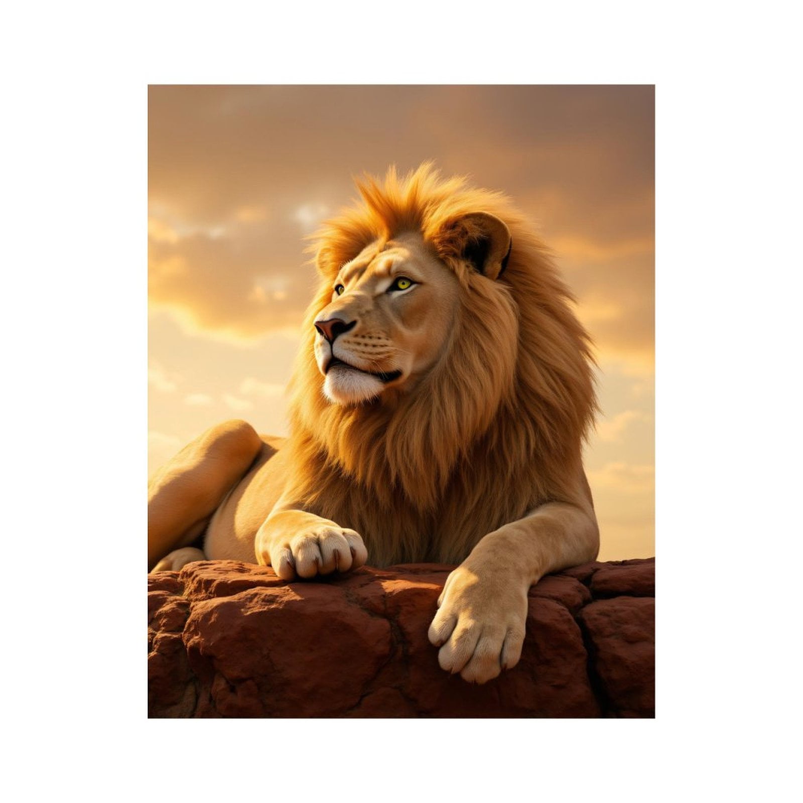 Paint By Numbers Kit for Adults Beginner - DIY Majestic Lion Sunset Rock Canvas Painting Kits for Adults, Frameless Paint By Number for Adults for Home Wall Decor 16x20 Inch