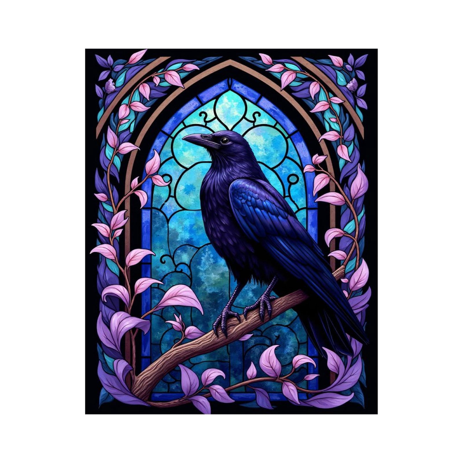Paint By Numbers Kit for Adults Beginner - DIY Majestic Raven Stained Glass Art Canvas Painting Kits for Adults, Frameless Paint By Number for Adults for Home Wall Decor 16x20 Inch