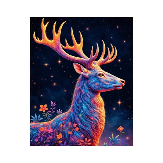 Paint By Numbers Kit for Adults Beginner - DIY Majestic Stag Celestial Glow Canvas Painting Kits for Adults, Frameless Paint By Number for Adults for Home Wall Decor 16x20 Inch