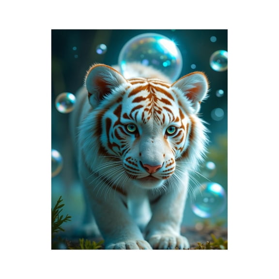 Paint By Numbers Kit for Adults Beginner - DIY Majestic White Tiger Bubbles Canvas Painting Kits for Adults, Frameless Paint By Number for Adults for Home Wall Decor 16x20 Inch
