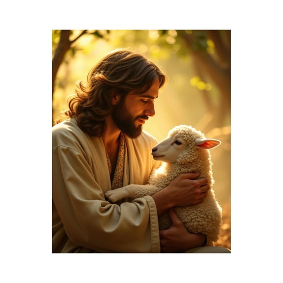 Paint By Numbers Kit for Adults Beginner - DIY Man Holding Lamb In Sunlight Canvas Painting Kits for Adults, Frameless Paint By Number for Adults for Home Wall Decor 16x20 Inch