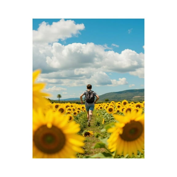 Paint By Numbers Kit for Adults Beginner - DIY Man Running Sunflower Field Sky Canvas Painting Kits for Adults, Frameless Paint By Number for Adults for Home Wall Decor 16x20 Inch