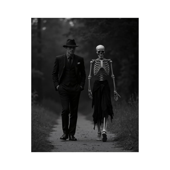 Paint By Numbers Kit for Adults Beginner - DIY Man In Suit Walking With Skeleton Canvas Painting Kits for Adults, Frameless Paint By Number for Adults for Home Wall Decor 16x20 Inch