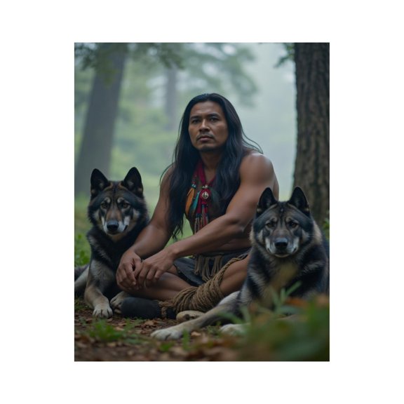 Paint By Numbers Kit for Adults Beginner - DIY Man With Wolves In Forest Serenity Canvas Painting Kits for Adults, Frameless Paint By Number for Adults for Home Wall Decor 16x20 Inch