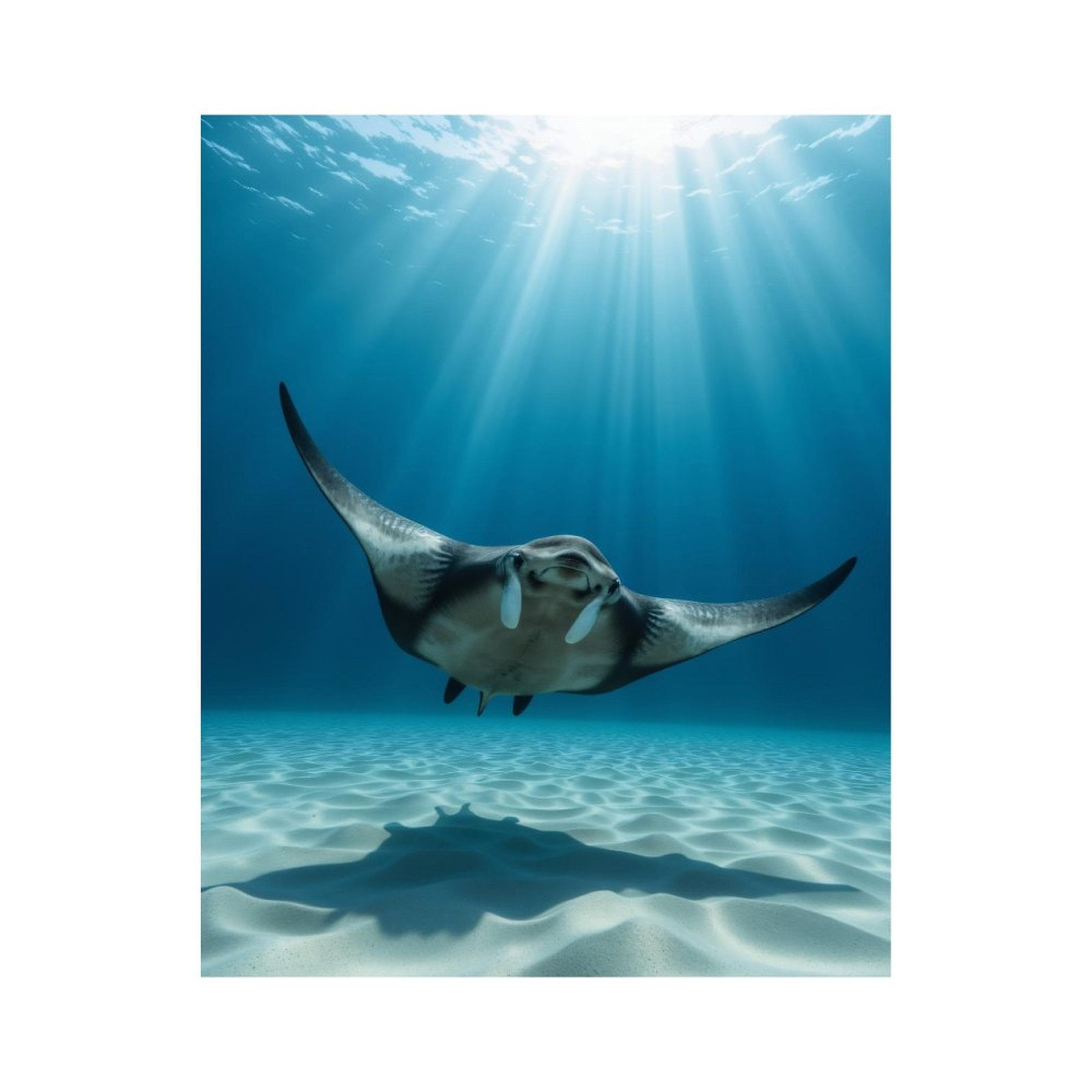 Paint By Numbers Kit for Adults Beginner - DIY Manta Ray Ocean Sunlight Scene Canvas Painting Kits for Adults, Frameless Paint By Number for Adults for Home Wall Decor 16x20 Inch
