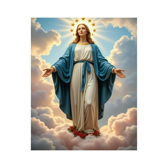 Paint By Numbers Kit for Adults Beginner - DIY Mary In Clouds With Stars Canvas Painting Kits for Adults, Frameless Paint By Number for Adults for Home Wall Decor 16x20 Inch