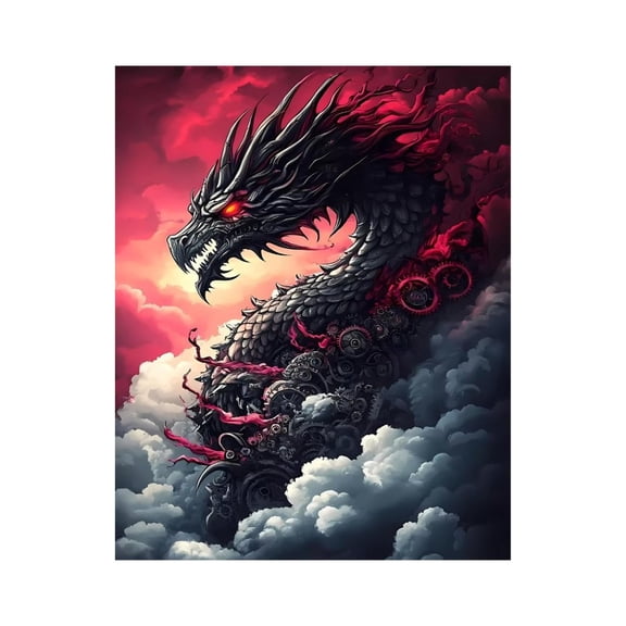 Paint By Numbers Kit for Adults Beginner - DIY Mechanical Dragon Fantasy Art Clouds Canvas Painting Kits for Adults, Frameless Paint By Number for Adults for Home Wall Decor 16x20 Inch