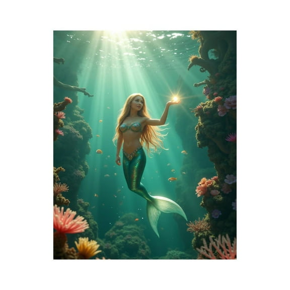 Paint By Numbers Kit for Adults Beginner - DIY Mermaid Oceanic Glow Fantasy Scene Canvas Painting Kits for Adults, Frameless Paint By Number for Adults for Home Wall Decor 16x20 Inch