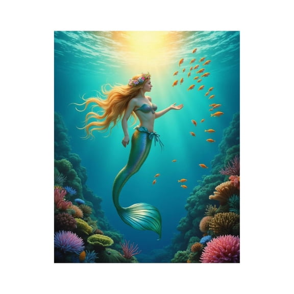 Paint By Numbers Kit for Adults Beginner - DIY Mermaid Underwater Coral Fish Fantasy Canvas Painting Kits for Adults, Frameless Paint By Number for Adults for Home Wall Decor 16x20 Inch
