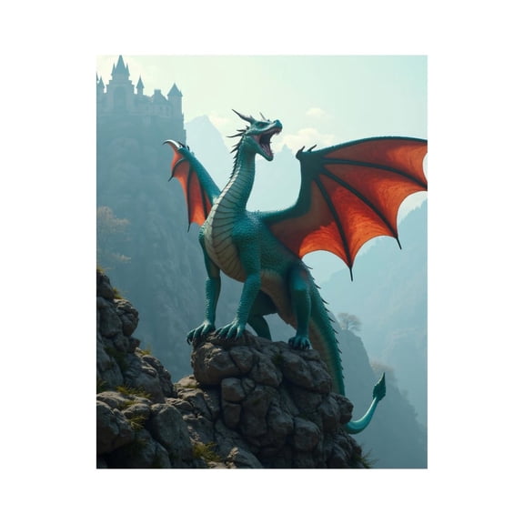Paint By Numbers Kit for Adults Beginner - DIY Mighty Dragon Castle Peaks Canvas Painting Kits for Adults, Frameless Paint By Number for Adults for Home Wall Decor 16x20 Inch