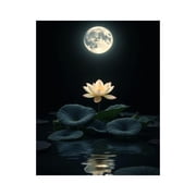 Paint By Numbers Kit for Adults Beginner - DIY Moonlight Lotus Reflection Night Canvas Painting Kits for Adults, Frameless Paint By Number for Adults for Home Wall Decor 16x20 Inch